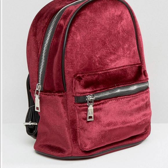 2/$20 Pull & Bear Velvet Maroon Backpack/Purse - Picture 3 of 7